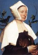 Hans holbein the younger Portrait of a Lady with a Squirrel and a Starling painting